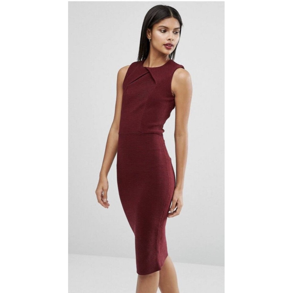 TED BAKER "TARALA' BODY-CON KNIT RHUBARB MIDI DRESS size 8